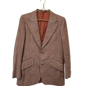 VTG Hudsons Tweed mens blazer 39R Burgundy